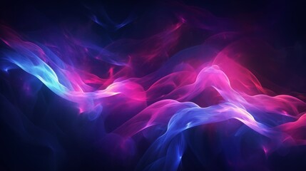 Poster - An abstract flowing neon wave background reminiscent of a cosmic nebula, with swirling gases and radiant colors.