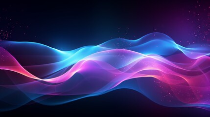 Poster - An abstract flowing neon wave background reminiscent of a cosmic nebula, with swirling gases and radiant colors.
