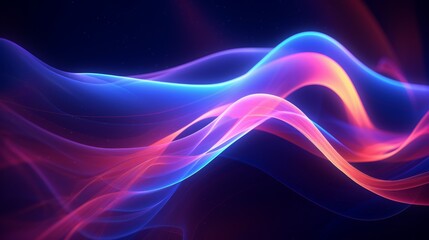 Poster - An mesmerizing abstract flowing neon wave background in a retro 80s style,