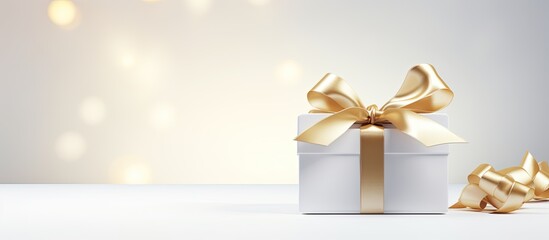 A white background with a gift box creating a copy space image