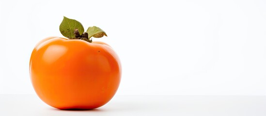 Wall Mural - A persimmon with a white background providing ample copy space for text or other elements in the image