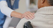 © Charlize Davids/peopleimages.com - Senior care, support or hand of nurse with person for healthcare service, wellness or empathy. Wheelchair, disability advice and caregiver helping for comfort or patient for medical check or nursing