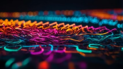 Poster - abstract background with colorful abstract light waves or cables for modern technology background.