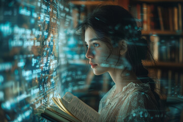Poster - A writer composing a novel entirely through social media posts. Concept of modern storytelling. Generative Ai.