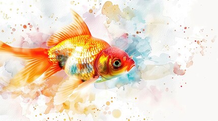 Poster - Goldfish depicted in a watercolor artwork for wallpaper and background purposes