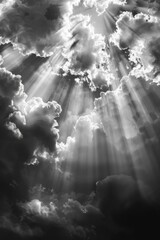 Wall Mural - the sky is filled with clouds and the sun is shining through them