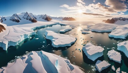 Wall Mural - Vast areas of melting glaciers at the poles. Global warming, climate change