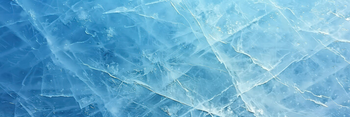 close up abstract blue ice texture, showcasing the intricate patterns and translucent layers of frozen ice, creating a cool and refreshing visual experience. ice texture background,blue ice banner