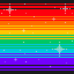 Poster - Pixel Art Style, Pride Rainbow Beam Background with Blinking Glitters