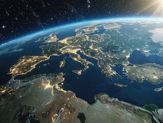 Wall Mural - a beautiful view of the earth at night