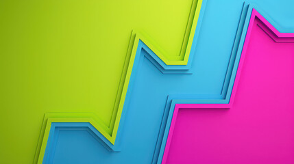 Poster - Abstract geometric design with neon green, blue, and pink zigzag shapes. Suitable for vibrant and modern themes.