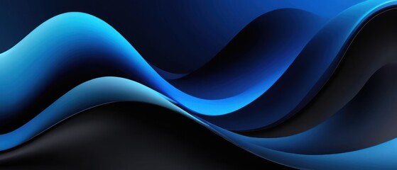 Wall Mural - abstract blue black flowing background illustration