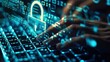 © tantawat - Data Protection and Cybersecurity Concept - Hand Typing with Padlock Hologram on Keyboard (Copy Space on Right)