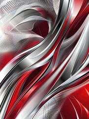 Wall Mural - A red and silver abstract design with a wave-like pattern