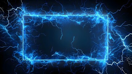 Lightning frames, blue electric borders of rectangular and square shapes with thunder bolt effect. Isolated photo frames with thunderbolt impact, magical energy flash