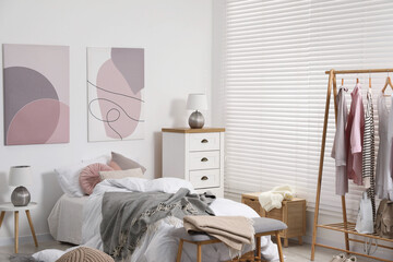 Sticker - Teen's room interior with modern furniture and beautiful pictures on wall