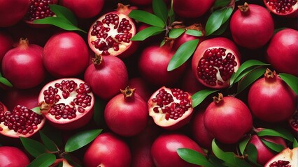 Poster - AI generated illustration of fresh pomegranates on a stack