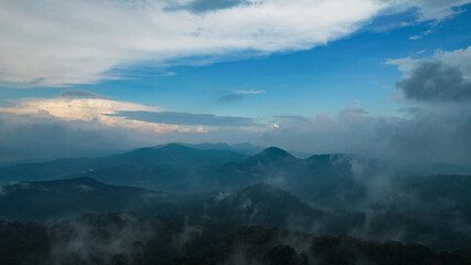 Canvas Print - Scenic mountain range view from the hilltop