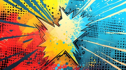 Blank versus colorful comic abstract background template