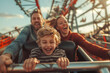 © Wirestock - AI generated illustration of a family enjoying a roller coaster ride at an amusement park