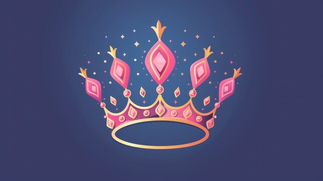 A pink crown with diamonds and pearls