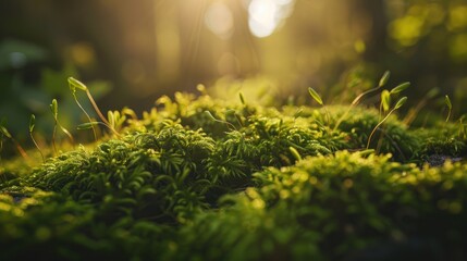 Wall Mural - Close-Up of Lush Green Moss