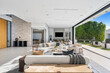 © Wirestock - White spacious living room in a luxurious house connected to a large outdoor patio area