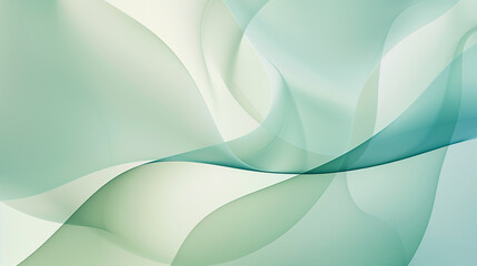 Wall Mural - Abstract green and white wavy shapes background, abstract art concept.  Background with copy space