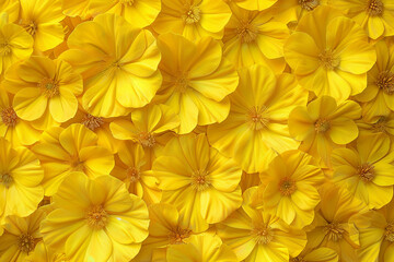 Wall Mural - Generative AI Image of Blooming Yellow Flowers Pattern Background in Spring Season