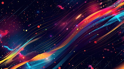 Wall Mural - Abstract background with colorful lines and dots vector illustration space concept design.