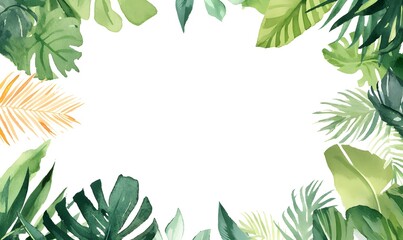 Wall Mural -  watercolor tropical forest background, Generative AI