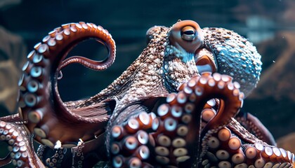 The Enigmatic Octopus: A Close-Up Encounter in the Aquarium Tank