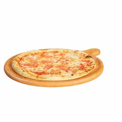 Wall Mural - Pizza on wooden platter on table