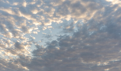 Wall Mural - stratiform clouds at dusk are illuminated by sunlight