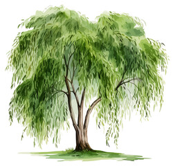 watercolor willow tree clipart for graphic resources