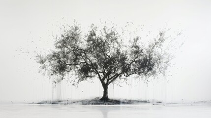 Wall Mural - A stunning tree depicted with remarkable realism set against a clean white backdrop