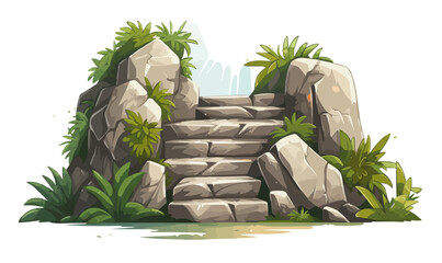 Wall Mural - stairs made of rocks asset vector flat isolated vector style illustration