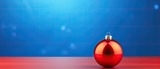 Aufkleber - The image features a stunning blue Christmas ball placed on a vibrant red background creating a captivating copy space image