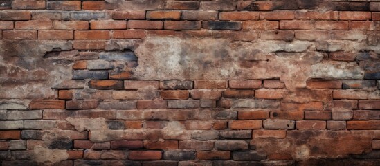 Aufkleber - Grunge style brick wall with a worn and aged appearance serving as a textured background for a photo pattern. copy space available
