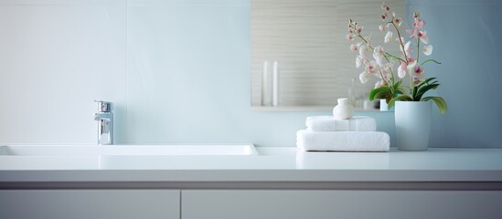 Aufkleber - Blurred copy space image of a modern bathroom in the background