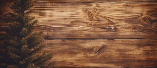 Poster - Close up of a vintage Christmas tree with a natural wooden texture pattern providing a festive background for design purposes Ample copy space available for text or images