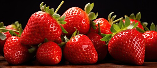 Poster - Fresh strawberries beautifully displayed in a copy space image