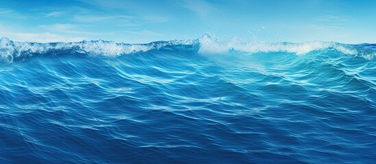 Poster - Sea surface with small waves Blue water background Marine texture. copy space available