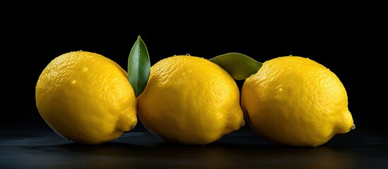 Poster - There are three lemons placed on a dark background with copy space available on the left side for additional elements or text