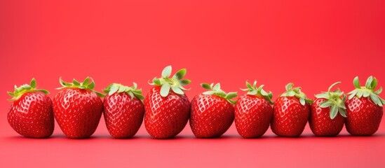 Poster - Fresh strawberries beautifully displayed in a copy space image