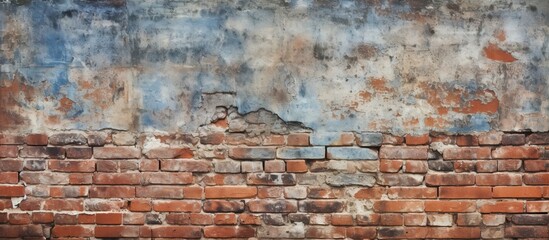 Aufkleber - Grunge style brick wall with a worn and aged appearance serving as a textured background for a photo pattern. copy space available
