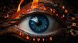 © Юлия Васильева - Close up of human eye with digital numbers. Future technology concept.