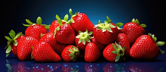 Wall Mural - Fresh strawberries beautifully displayed in a copy space image