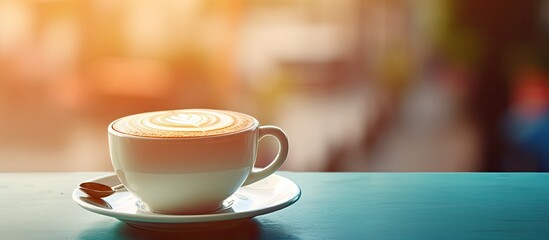 Aufkleber - Toning Copy Space image of a delicious cup of coffee in a cafe
