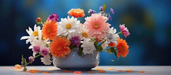 Aufkleber - Closeup of a vase with beautiful flowers with copy space image